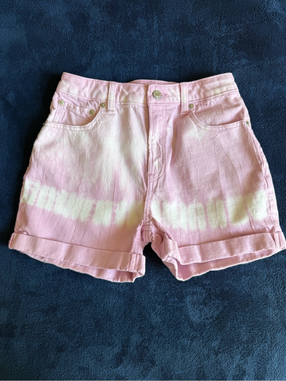 GAP Pink Tie-Dye Cuffed Denim Shorts